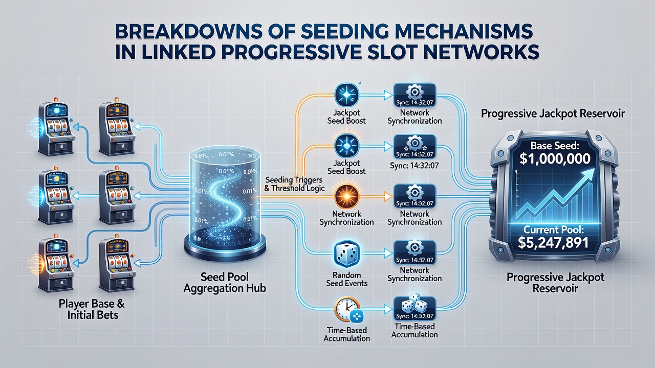 Server room equipment used for managing progressive jackpot seed calculations and network synchronization