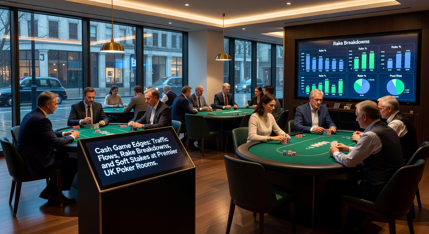Detailed chart illustrating rake caps and traffic peaks at top UK poker venues, highlighting cost efficiencies and player volumes
