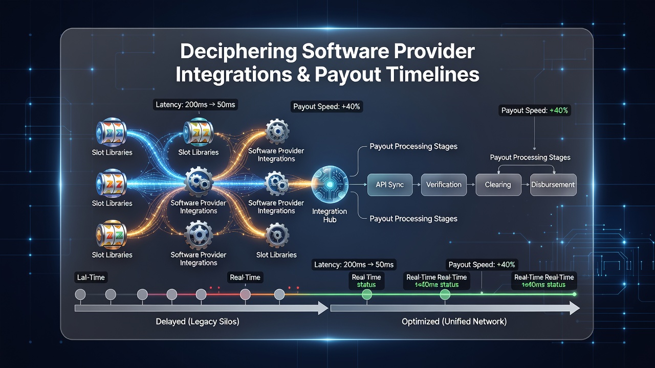 Screenshot of backend dashboard displaying real-time payout queue lengths and API response times across multiple software providers connected to a UK slot network