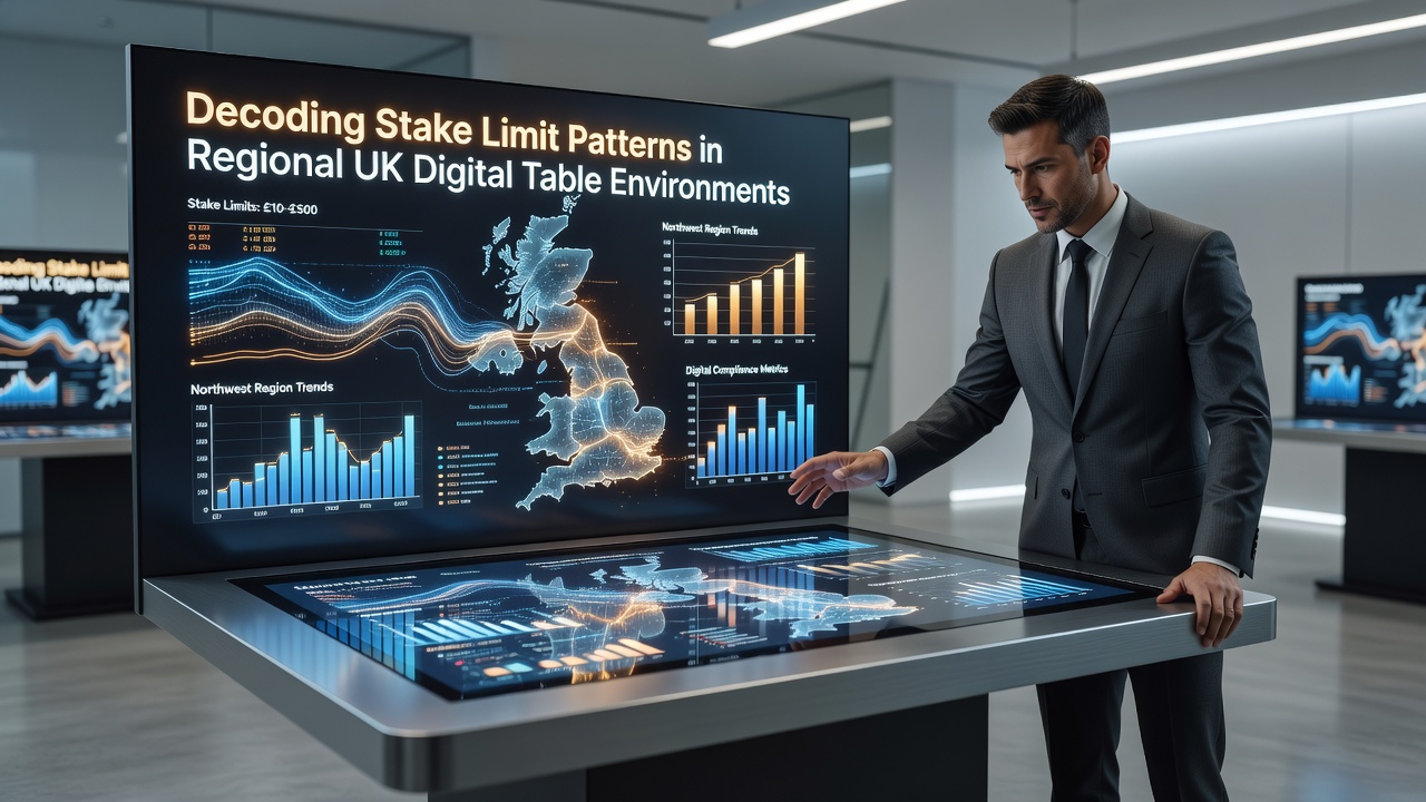 Digital table game interface showing stake limit options across different UK regions