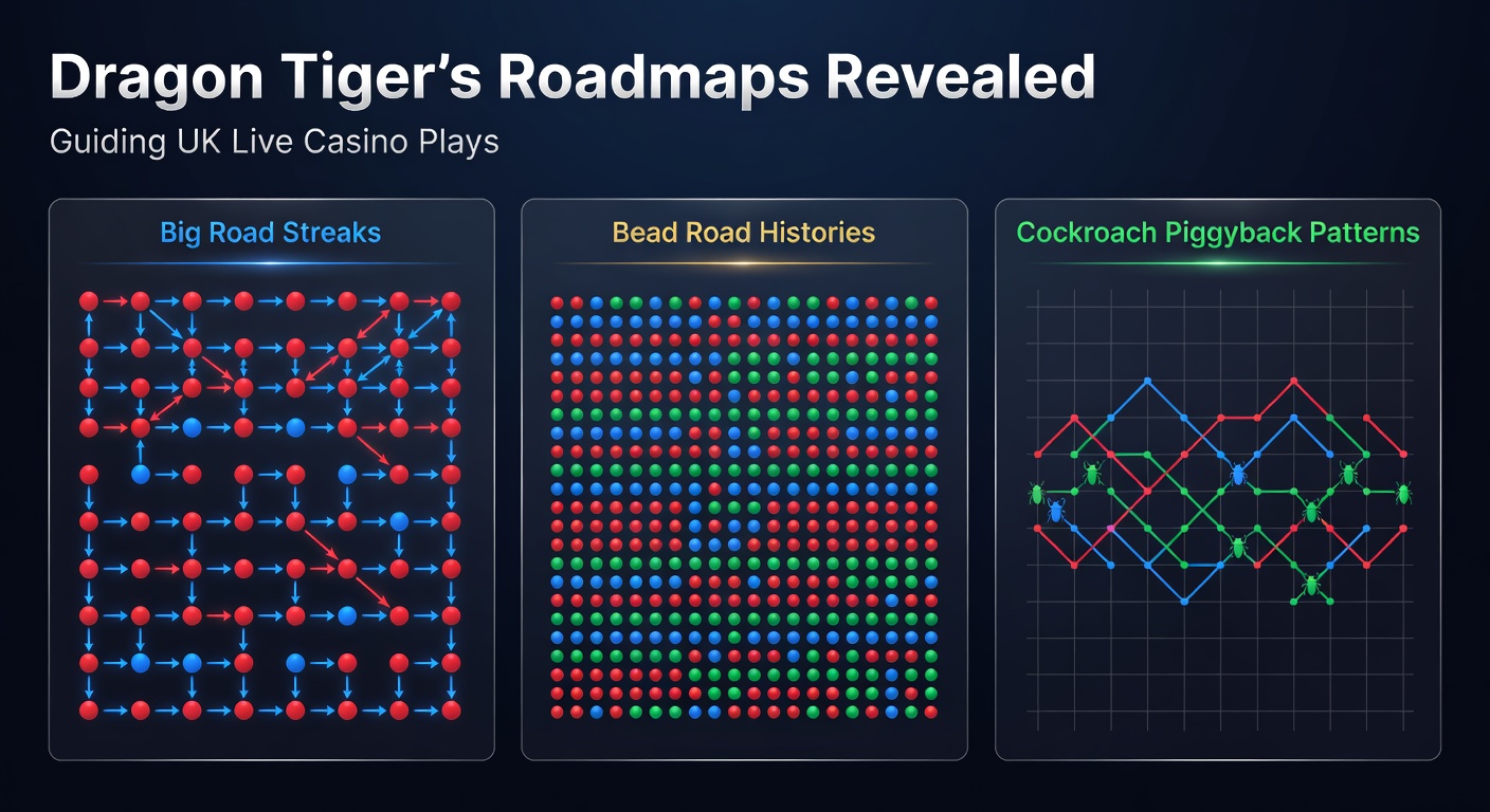 Dragon Tiger table with Big Road roadmap displaying red and blue streaks from recent hands