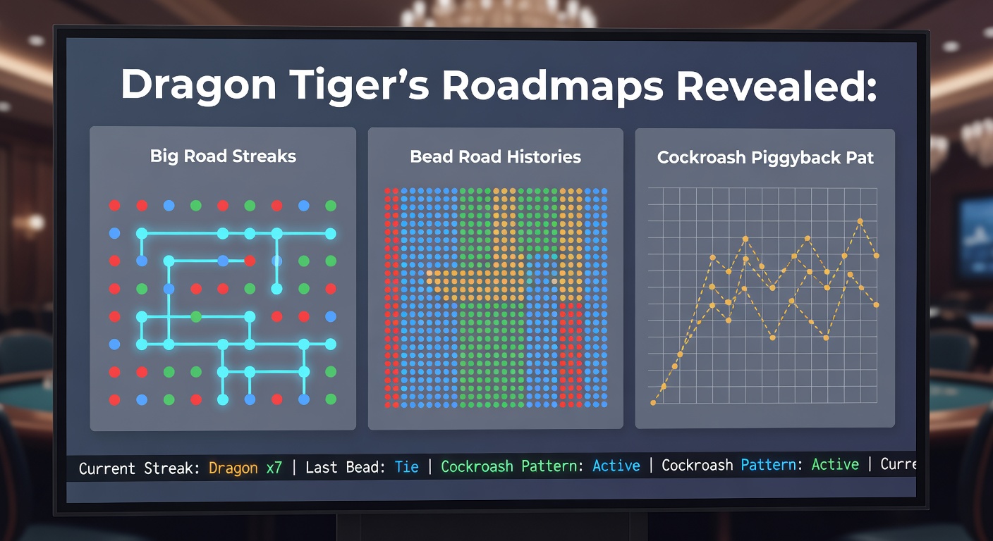 Close-up of Bead Road and Cockroach Road side-by-side, showing bead sequences and piggyback tie patterns in a live Dragon Tiger shoe