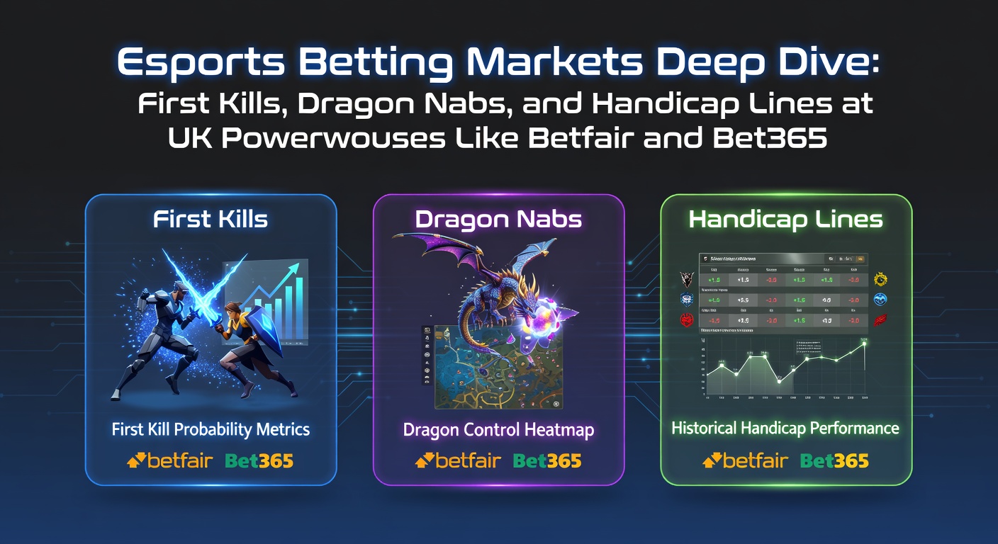 Betfair esports betting dashboard displaying live League of Legends markets including first kill and handicap lines