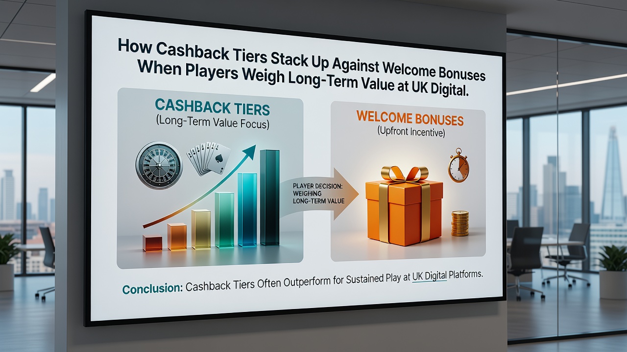 Infographic detailing tier progression rates and sample cashback calculations for UK poker players