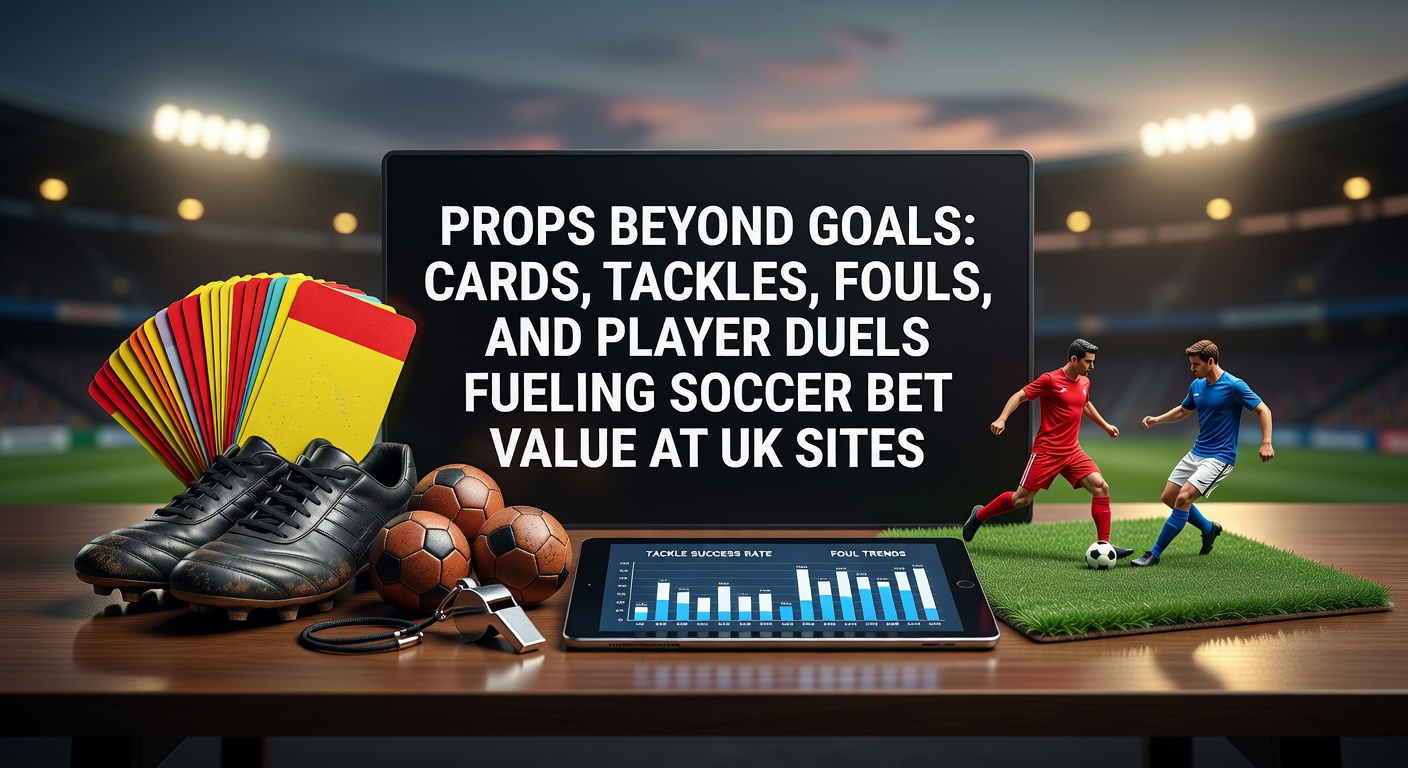 Intense soccer match moment with a player committing a foul, cards in referee's hand, illustrating prop bet opportunities beyond scoring
