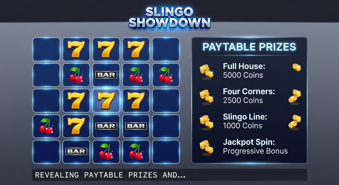 Close-up of a Slingo paytable highlighting multi-line prizes, free spin scatters, and joker symbols on a dynamic digital display