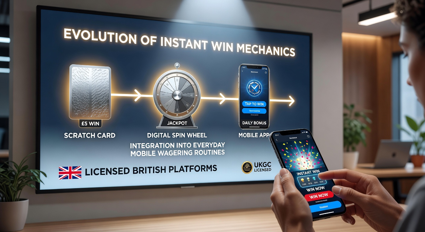 Evolution of instant win features on British mobile wagering apps showing early digital scratch cards transitioning to modern instant bonus rounds